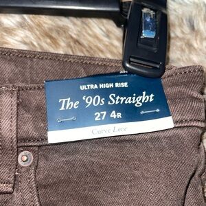Abercrombie High Rise 90s Jeans (27 R/size 4). Never worn, Brown color!